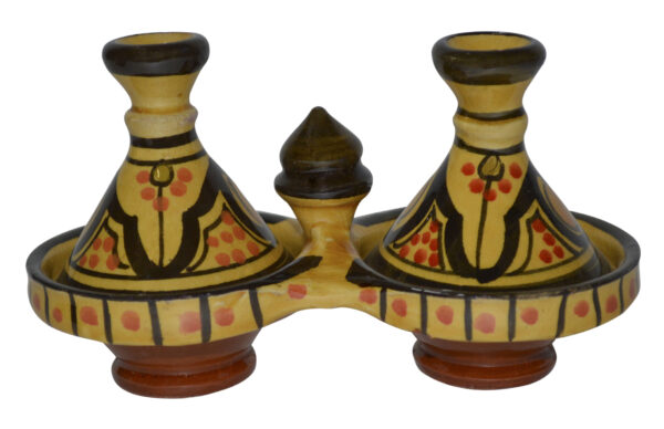 Safi Yellow Moroccan Ceramic Double Spice Holder