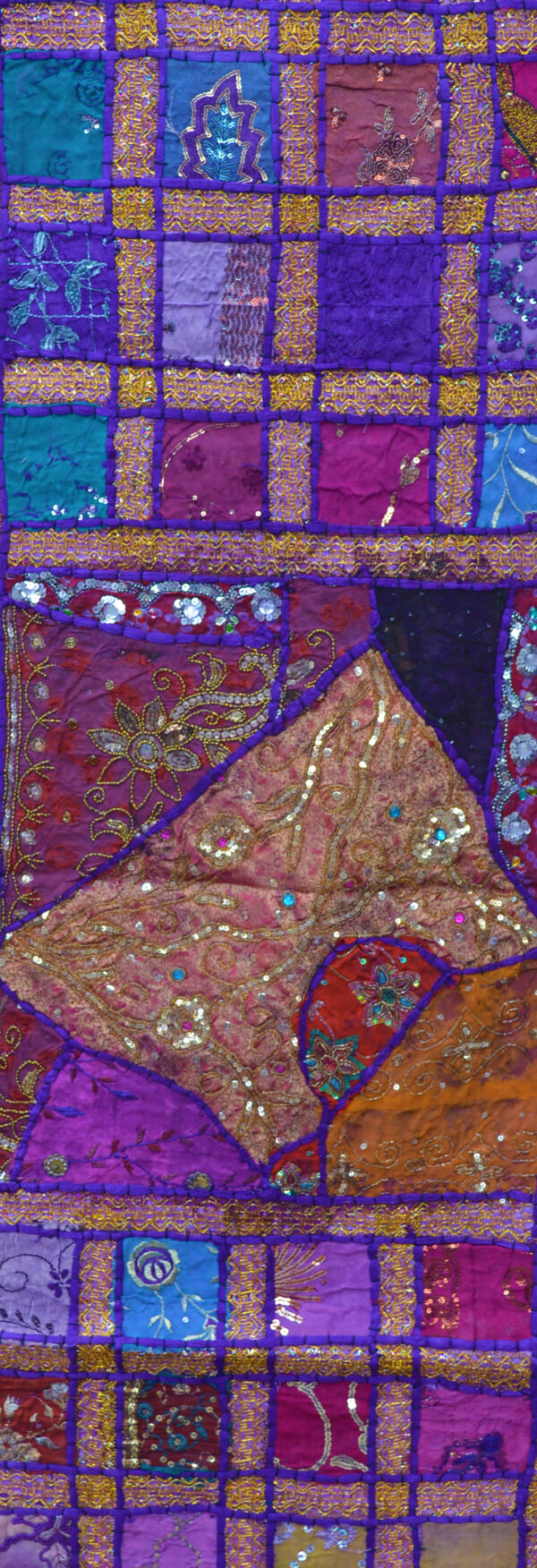 Indian Table Runner Room Décor Cloth Embroidered Patchwork Purple