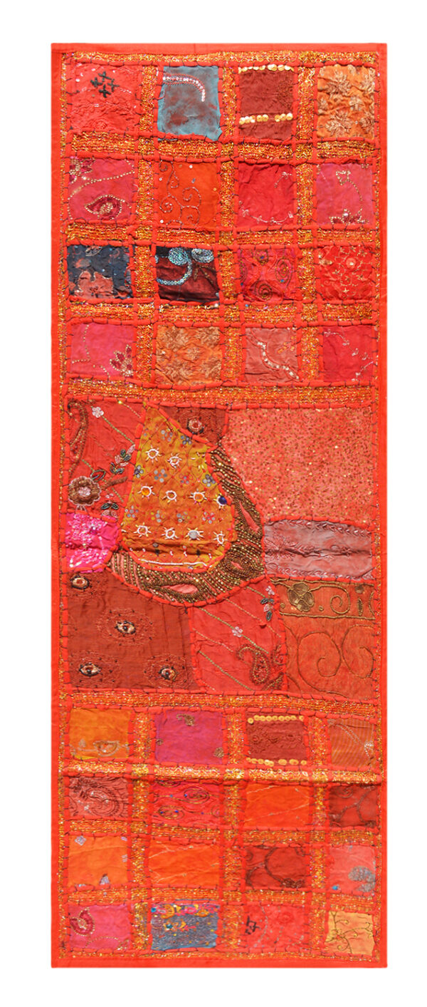 Indian Table Runner Room Décor Cloth Embroidered Patchwork Red