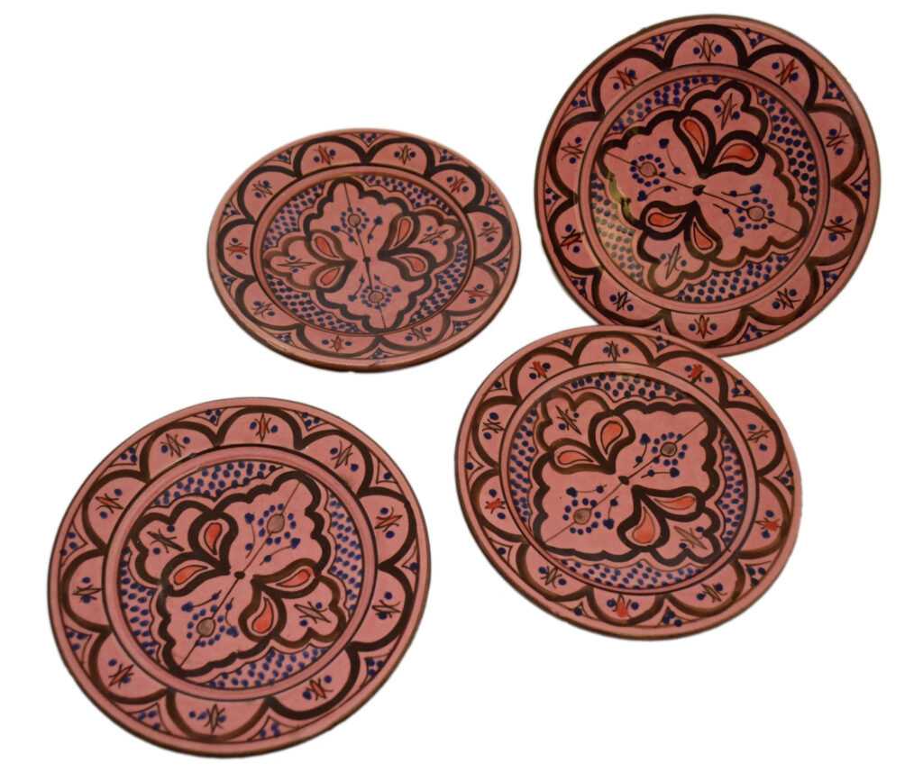 Safi Pink Appetizer Serving Set Of Four Plates Treasure of Morocco