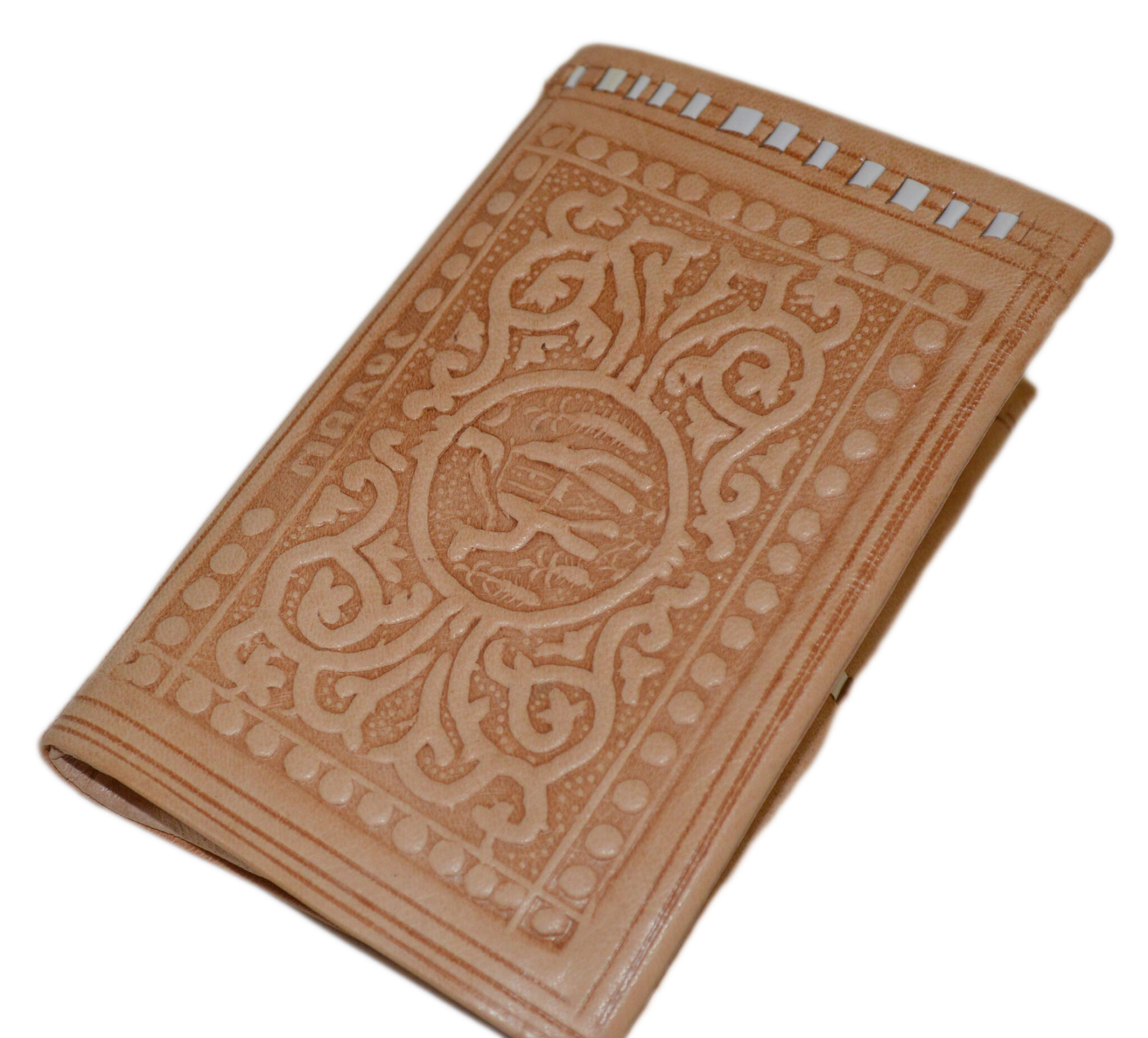 Medium beige Leather Bifold Handmade Wallet Treasure of Morocco