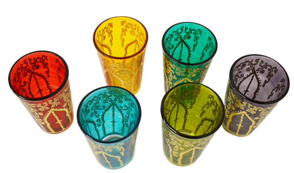 Tamansourt Moroccan Tea Glasses Set of 6 - Image 3